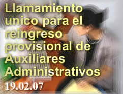 REINGRESOS PROVISIONALES EN LA CATEGORIA DE AUXILIARES ADMINISTRATIVOS
