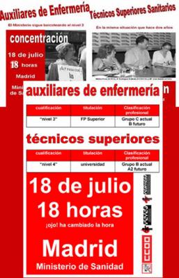 Cambio de última hora en la concentración de Madrid: 18 de julio, miércoles, a las 18 horas en el Ministerio de Sanidad