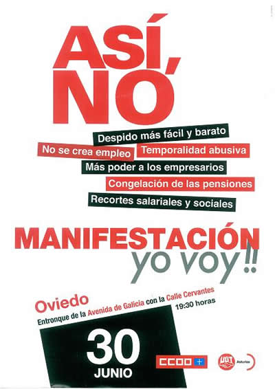 Hoy a las 19:30 h. ¡¡Todos/as a la Manifestación de Oviedo!!