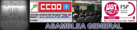 Convocatoria de Asamblea General en el Hospital Valle del Nalón