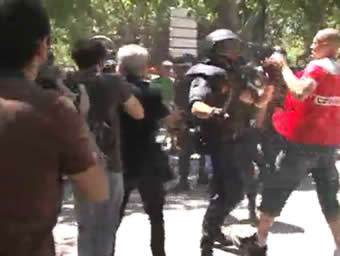 Violentos altercados entre manifestantes y policía en la protesta minera en Madrid