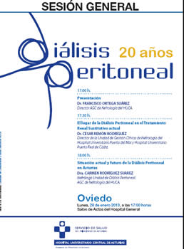 Jornada científica y divulgativa, conmemorativa de los 20 años de actividad, que se celebrará este lunes, día 28 de enero, en el salón de actos del Hospital General de Asturias, a partir de las 17.00 horas