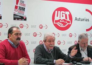 Presentación en rueda de prensa de la movilización del 10 de marzo en Gijón contra el paro y por la regeneración de la democracia