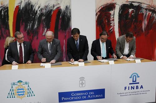 Acto de la firma del convenio para la creación del Instituto de Investigación Sanitaria del Principado de Asturias
